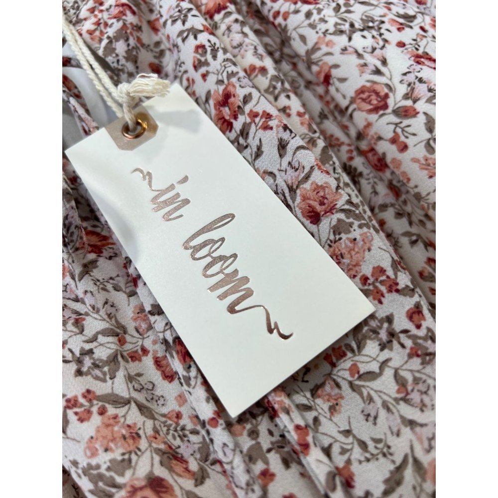 In Loom Floral Smocked Ruffled Dutton Tiered Midi Dress Womens M Boho Hippie NEW - Picture 5 of 7